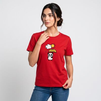 Women's Fuchsia Round Neck Graphic Print Regular T-Shirt