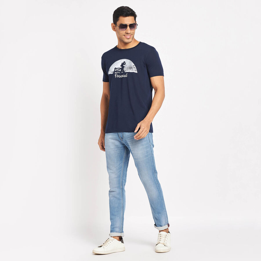 Round Neck T-Shirt, Navy Blue, large image number null