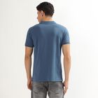 Men's Midnight Blue Polo Collar Casual T-Shirt, Mid Blue, small image number null