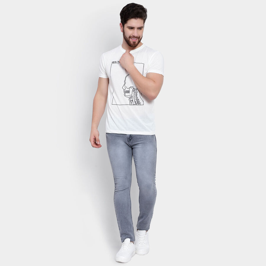 Round Neck T-Shirt, White, large image number null
