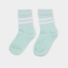 Girls' Mint Green Regular Fit Striped Socks Pack of 1, हल्का हरा, small image number null