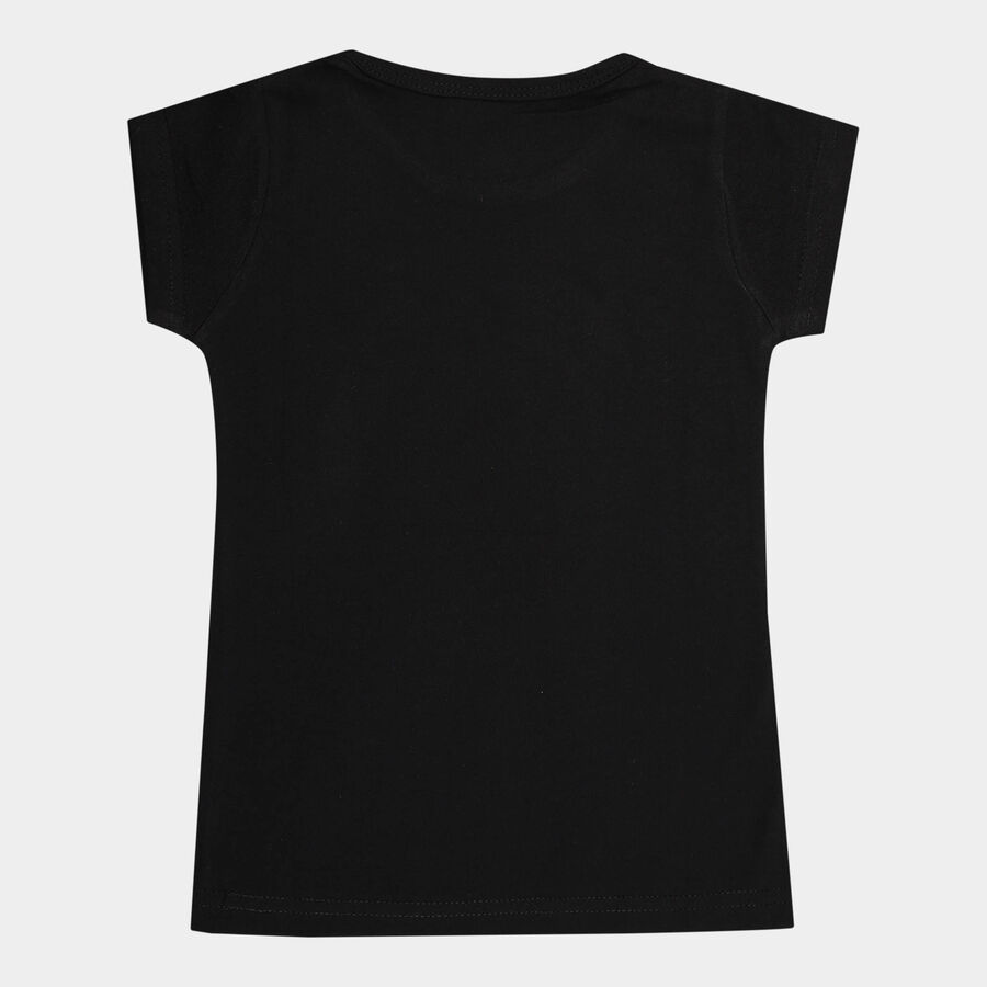 Girls Cotton T-Shirt, Black, large image number null