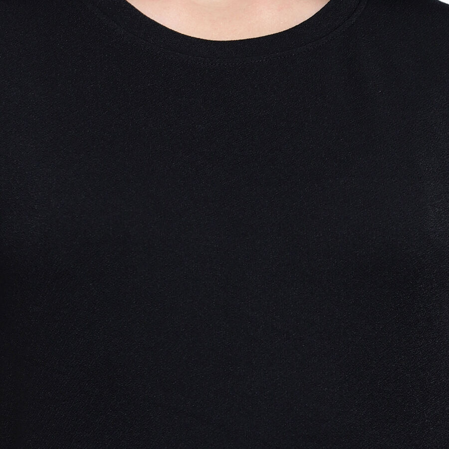 Solid Round Neck T-Shirt, Black, large image number null