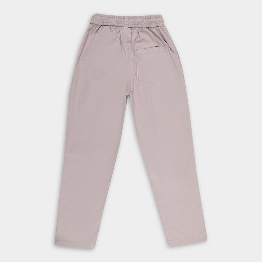 Boys Light Dusty Lavender Regular Fit Drawstring Trousers, Light Grey, large image number null