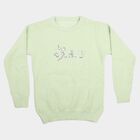 Girls Mint Green Crew Neck Sequin Detail Pullover, हल्का हरा, small