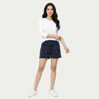 Women's Navy Blue Regular Fit Star Print Shorts, नेवी ब्लू, small