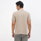 Men's Beige Cotton Polo Neck Classic T-Shirt, गहरा पीला, small