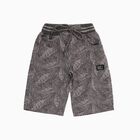 Boys' Muted Charcoal Grey Tropical Print Cotton Jamaican Shorts, गहरा ग्रे, small image number null