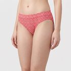Women's Coral Mid-Rise Printed Panty, Coral, small