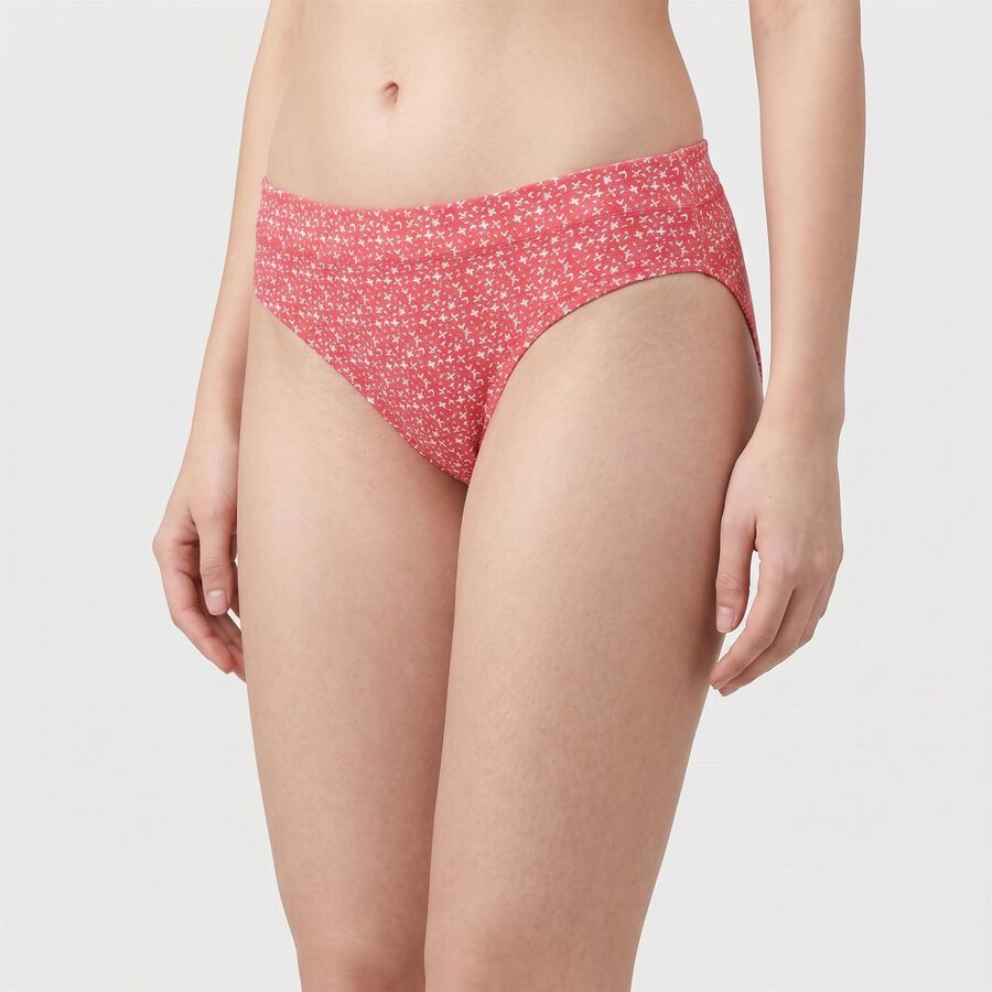 Women's Coral Mid-Rise Printed Panty, Coral, large