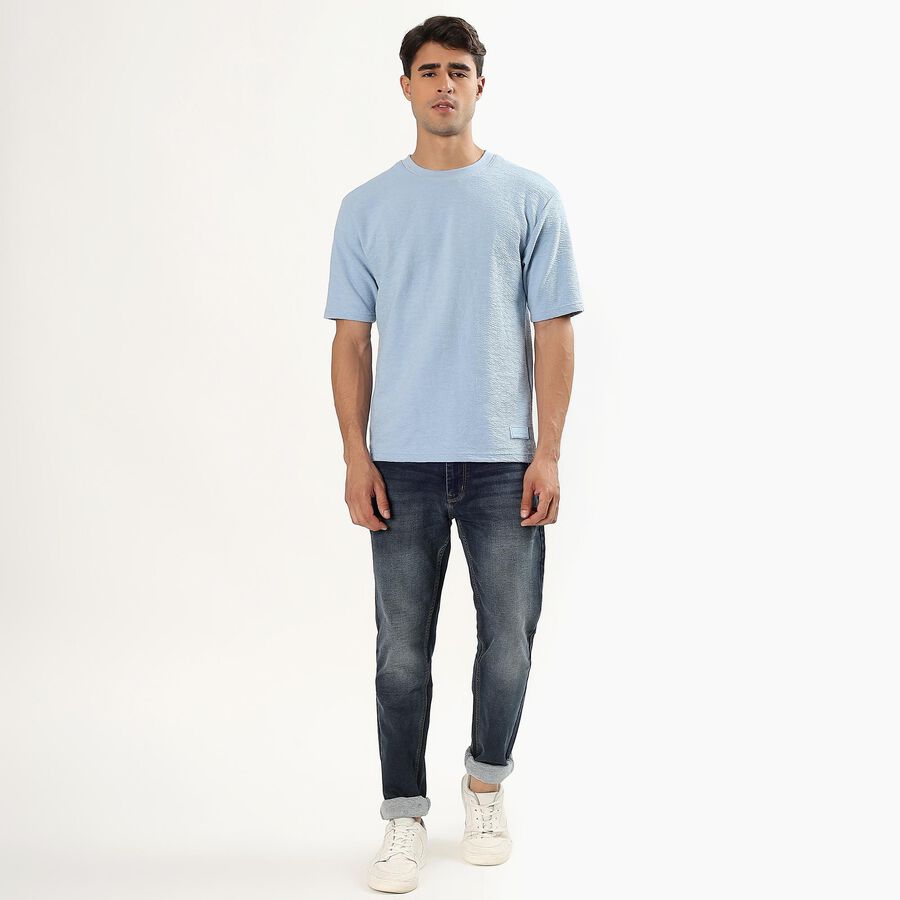 Men's Round Neck Half Sleeves T-Shirt, Sky Blue, large image number null