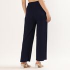 Women's Deep Navy Blue Skinny Fit Textured Harem Pants, नेवी ब्लू, small