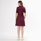 Women's Deep Maroon Polo Neck Casual Dress, Purple, small