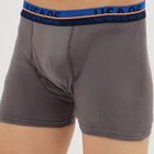 Men's Charcoal Gray Regular Fit Logo Waistband Trunks, Dark Grey, small image number null