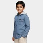 Boys Light Blue Hooded Casual Shirt, Light Blue, small image number null
