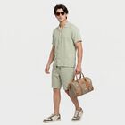 Men's Mint Green Cotton Camp Collar Co-ord Set, Light Green, small