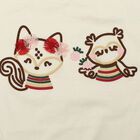 Girls' Off White Cotton Round Neck Regular T-Shirt, Off White, small