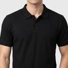 Men's Black Polo Neck Polo T-Shirt, काला, small