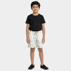 Boys' White Regular Fit Casual Bermuda Shorts, Off White, small