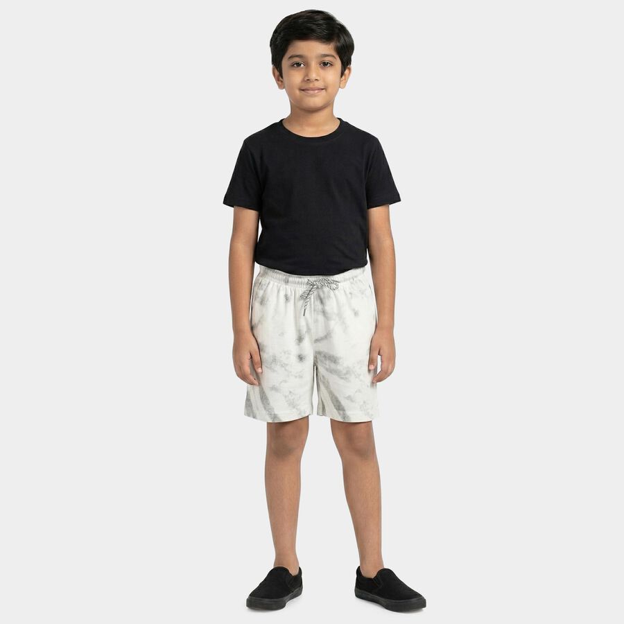 Boys' White Regular Fit Casual Bermuda Shorts, Off White, large