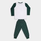 Boys' Olive Cotton Round Neck Graphic Baba Suit, Olive, small image number null