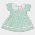 Girls' Mint Green Polka Dot Peter Pan Collar Frock, Light Green, small image number null