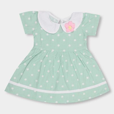 Girls' Mint Green Polka Dot Peter Pan Collar Frock