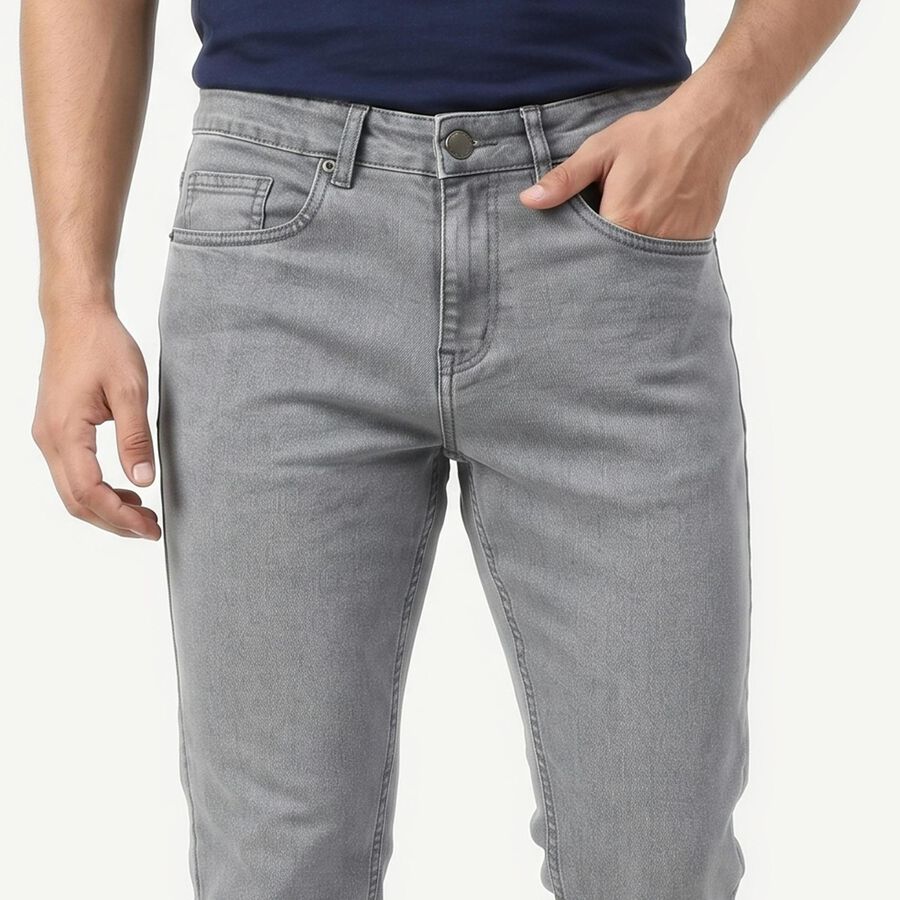 Men's Grey Slim Fit Jeans, Light Grey, large
