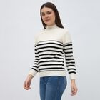 Women's Off-White High Neck Casual Pullover, ऑफ व्हाइट, small image number null
