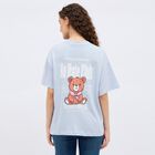 Women's Light Powder Blue Cotton Round Neck Casual T-Shirt, हल्का नीला, small image number null