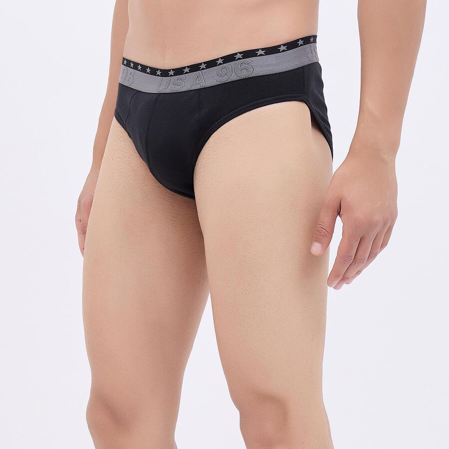 Men's 100% Cotton V-Cut Briefs, Black, large image number null