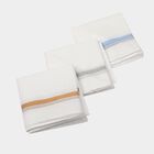 Men's White Striped Pack of 3 Handkerchief, White, small