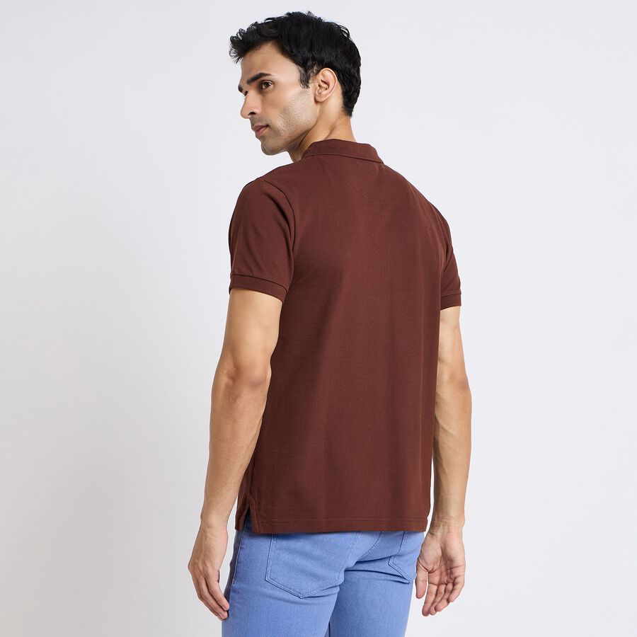 Men's Collared Half Sleeves T-Shirt, भूरा, large image number null