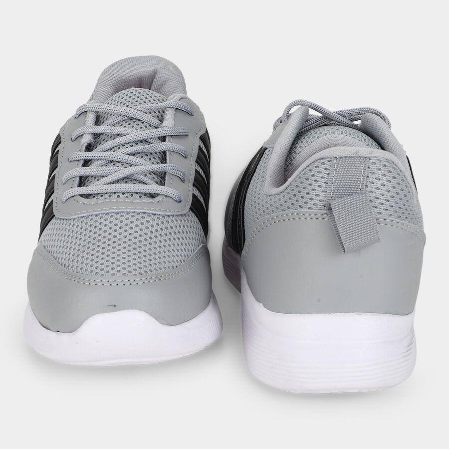 Men's Grey Lace-Up Sneakers, ग्रे, large
