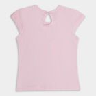 Girls' Light Pink and Peach Cotton Round Neck Floral Print T-Shirt, लाइलेक, small image number null