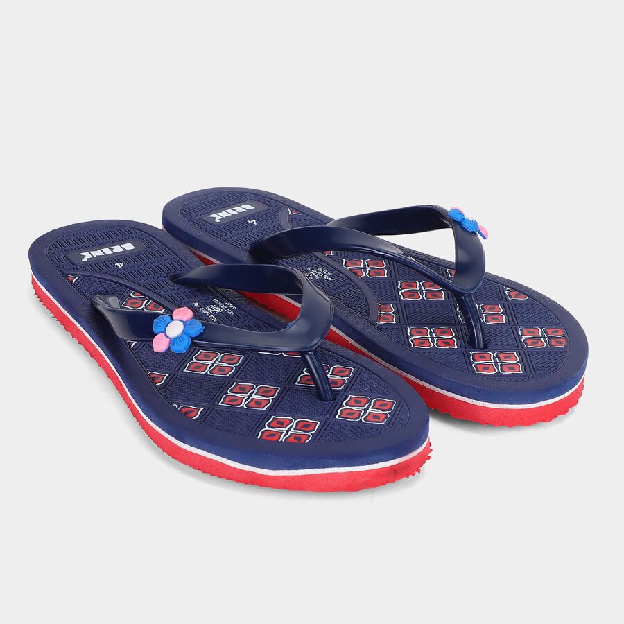 Women's Navy Blue Flip-Flops Slippers, Blue, large