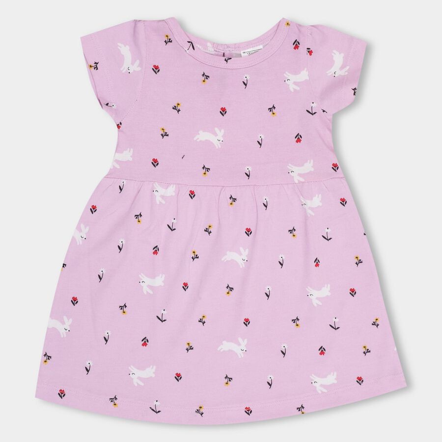 Infant Girls' 100% Cotton Frock, लाइलेक, large image number null