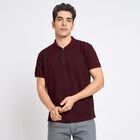 Men's Collared Half Sleeves T-Shirt, Wine, small