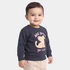 Infants' Navy Blue Round Neck Pullover Sweatshirt, Navy Blue, small