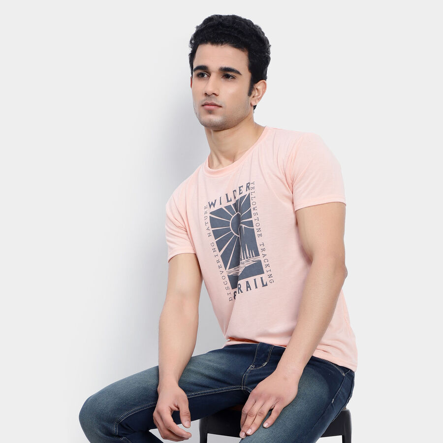 Round Neck T-Shirt, Peach, large image number null