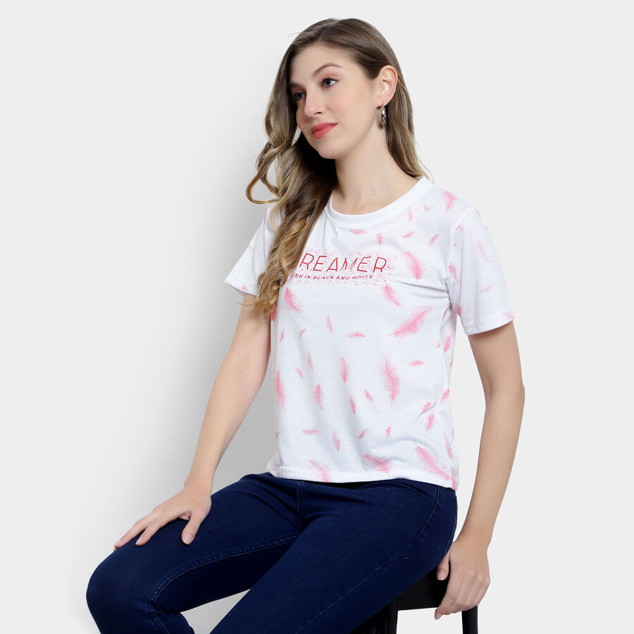 All Over Print Round Neck T-Shirt, सफ़ेद, large image number null