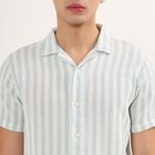 Men's 100% Cotton Cuban Collar Casual Shirt , Light Blue, small image number null