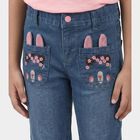 Girls Light Blue Straight Fit Bunny Embroidered Jeans, Light Blue, small