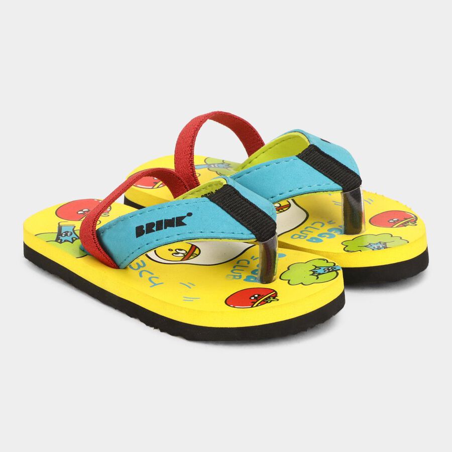 Kids Printed Flip Flops, Yellow, large image number null