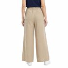 Women Beige Wide Leg Drawstring Waist Track Pants, गहरा पीला, small