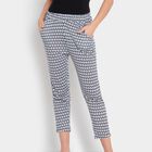 Printed Trousers, Navy Blue, small image number null