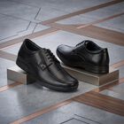 Men's Black Lace-Up Derby Formal Shoes, काला, small