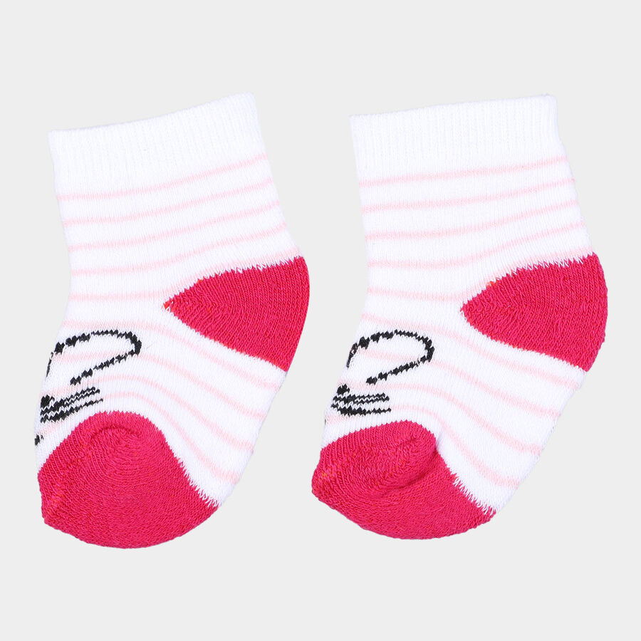Infants Cotton Stripes Socks, Pink, large image number null