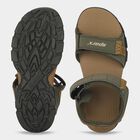 Men Olive Green Velcro Strap Strappy Sandals, Olive, small