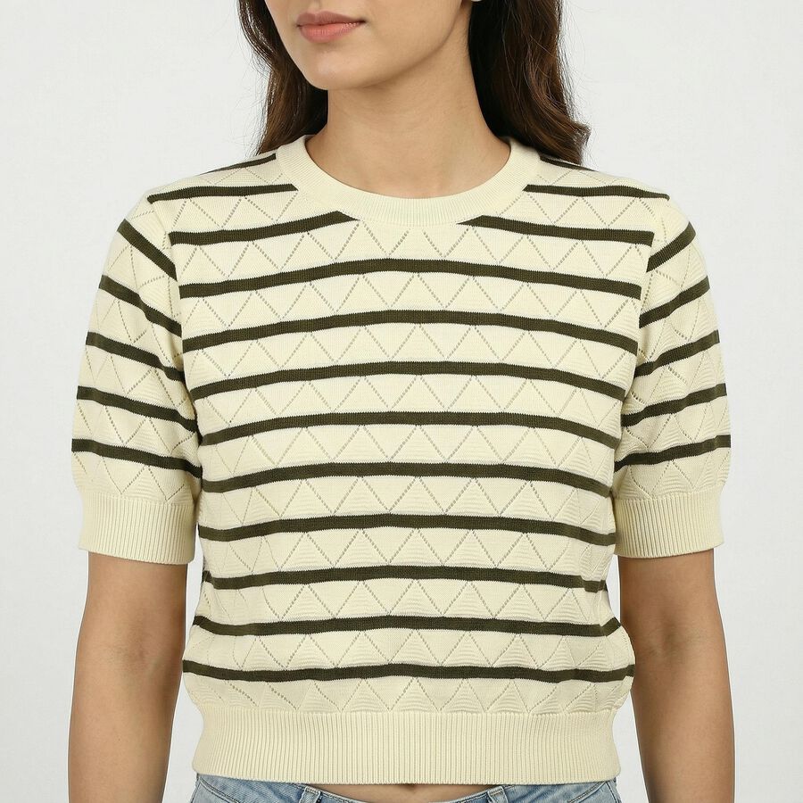 Women's Olive Green Cotton Top, ओलिव, large